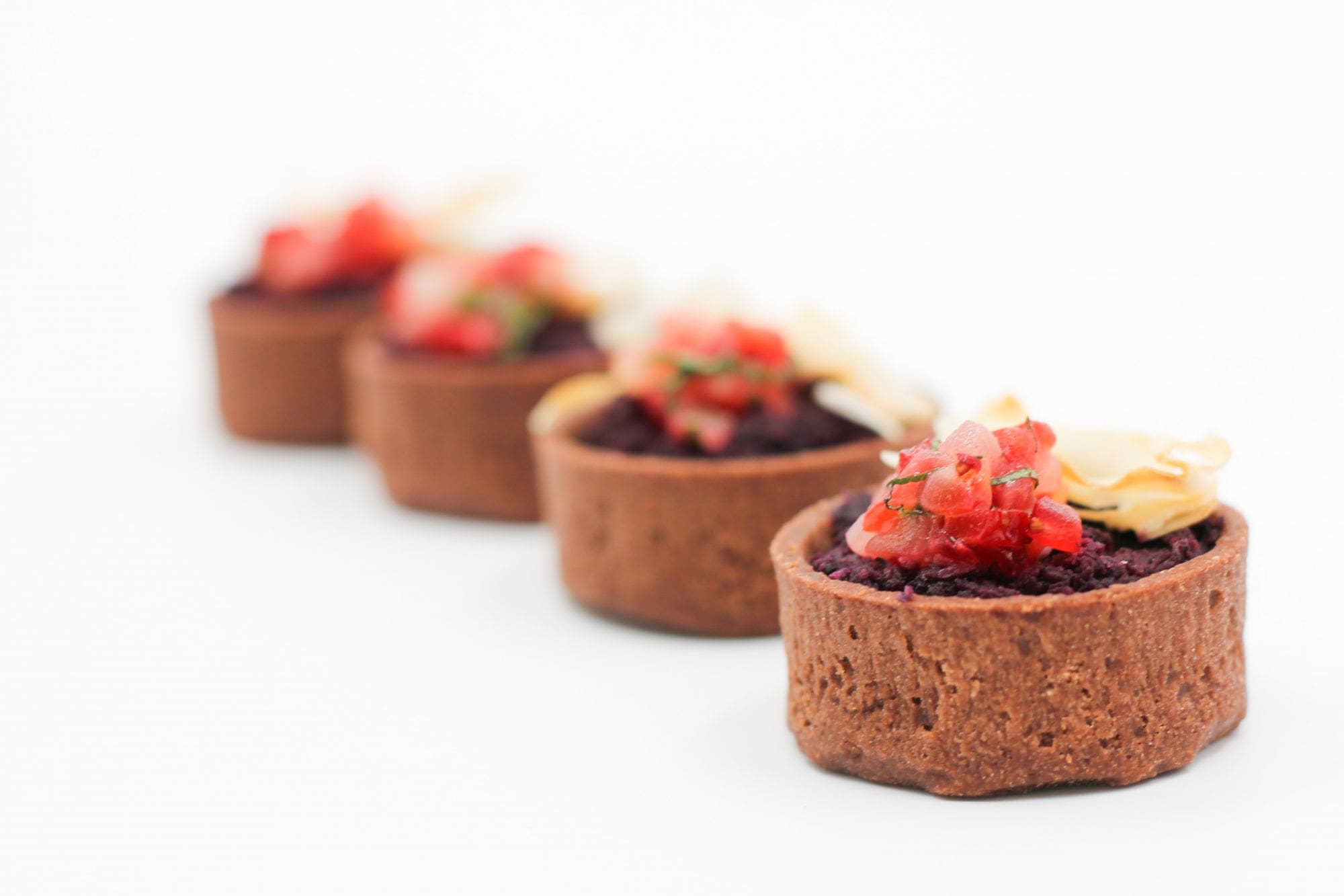 Chocolate Cherry Tartlets with Shaved Coconut