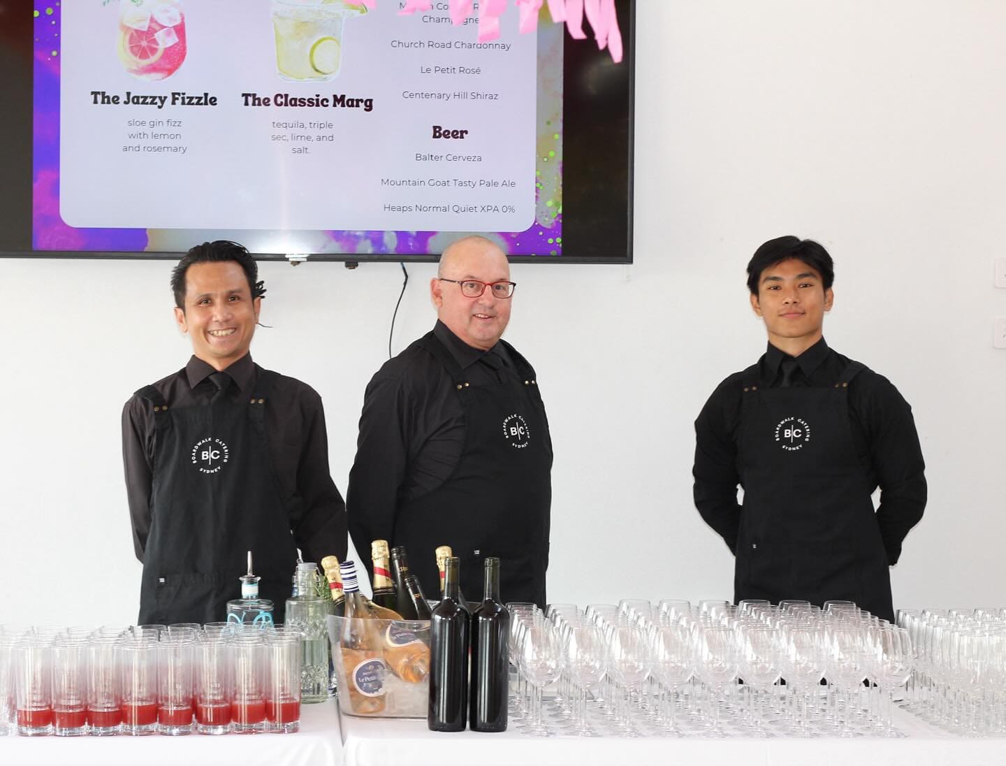 beverages; drink menu; sydney; boardwalk catering team